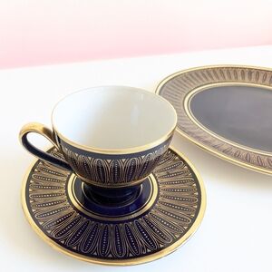 Elegant Blue and Gold Teacup Set